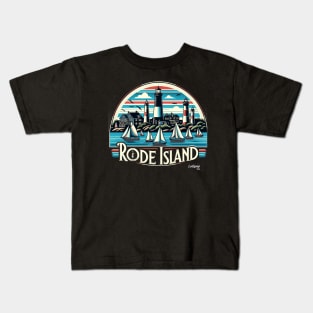 Rhode Island Rendezvous: Nautical Charm - American Vintage Retro style USA State Kids T-Shirt